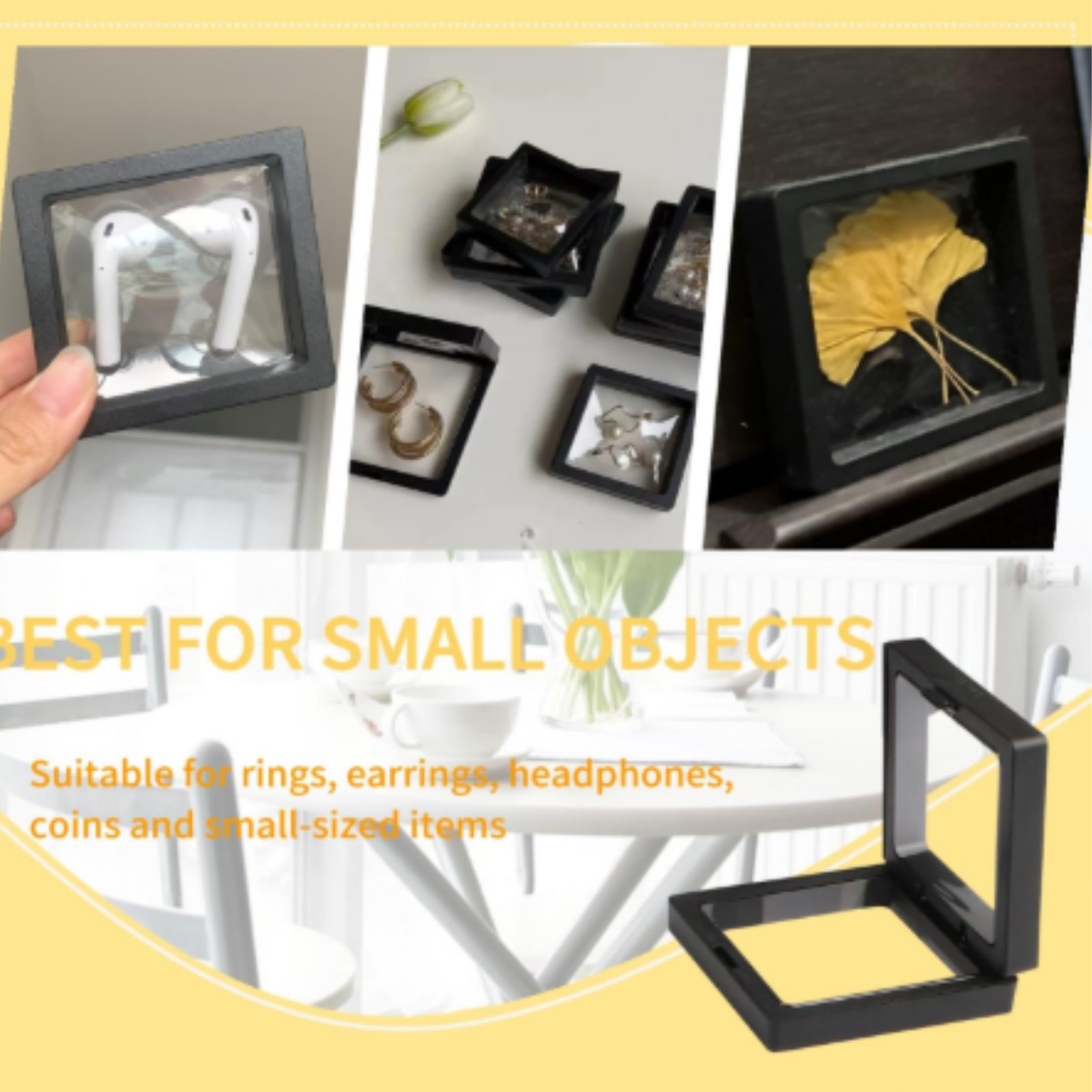 20PCS Floating Display Case Small Coin Jewelry Holder Storage Frame Box Black