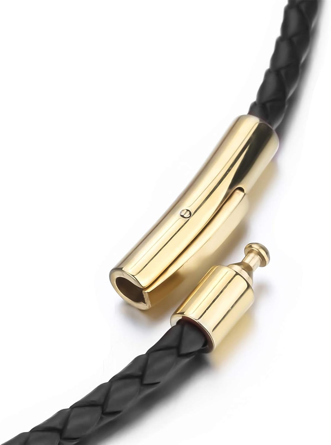 3Mm Mens Womens Genuine Leather Necklace Cord Multicolor Braided Gold Stainless