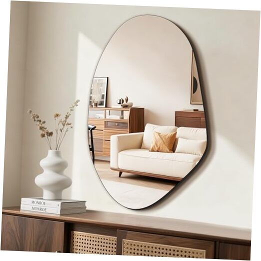 Irregular Asymmetrical Wall Mirror, 32&Prime; x 19&Prime; Modern 32&Prime;L x 19&Prime;W Frameless