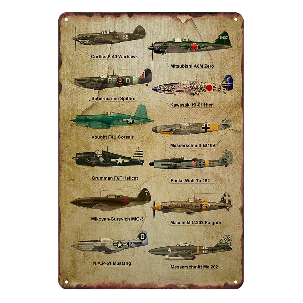 Vintage Aviation Airplane Decor Ww2 Poster Airplane Wall Art Military Decor M…