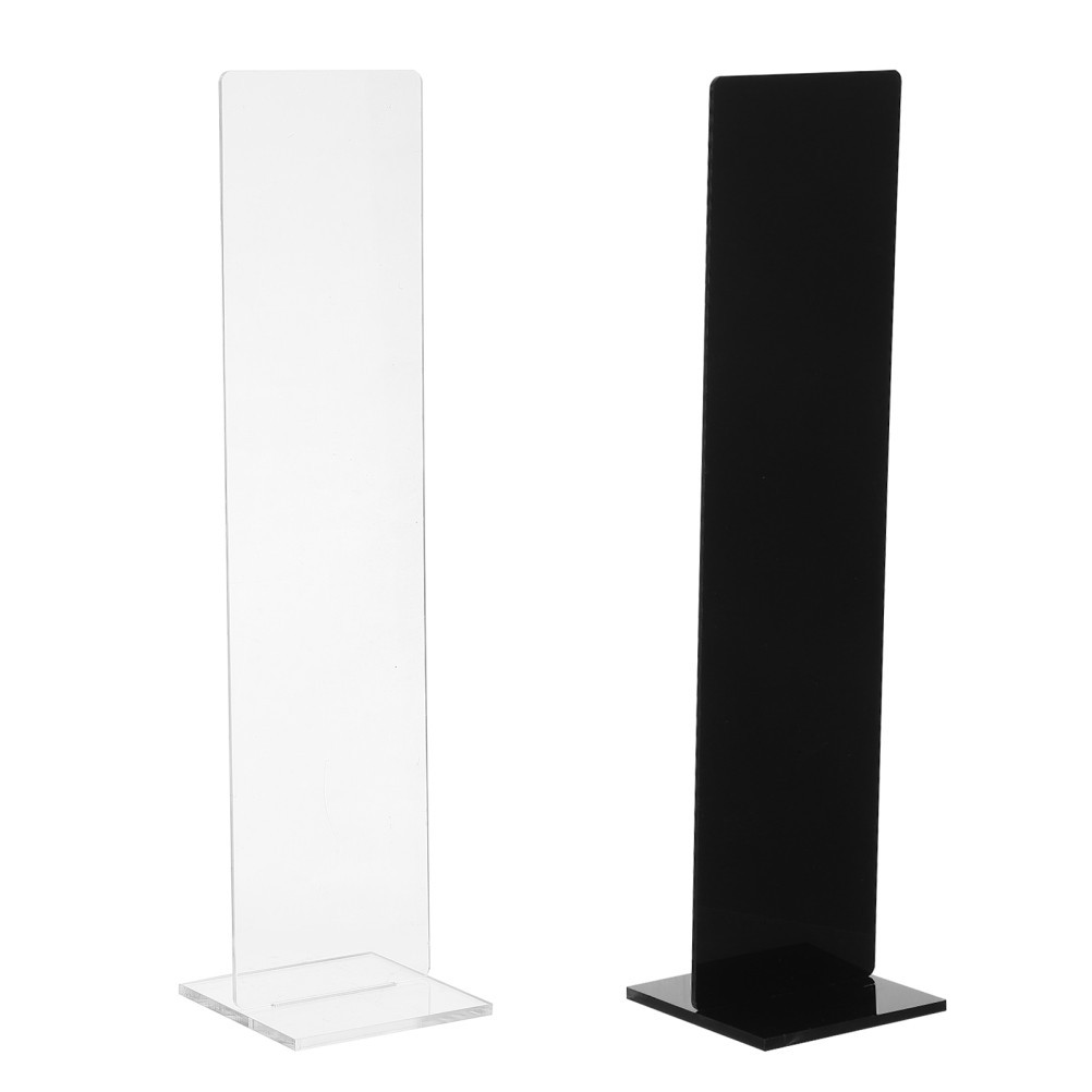 2pcs Acrylic Tabletop Memo Pad Holder, Clear & Black Desk Memo Holder Stand for