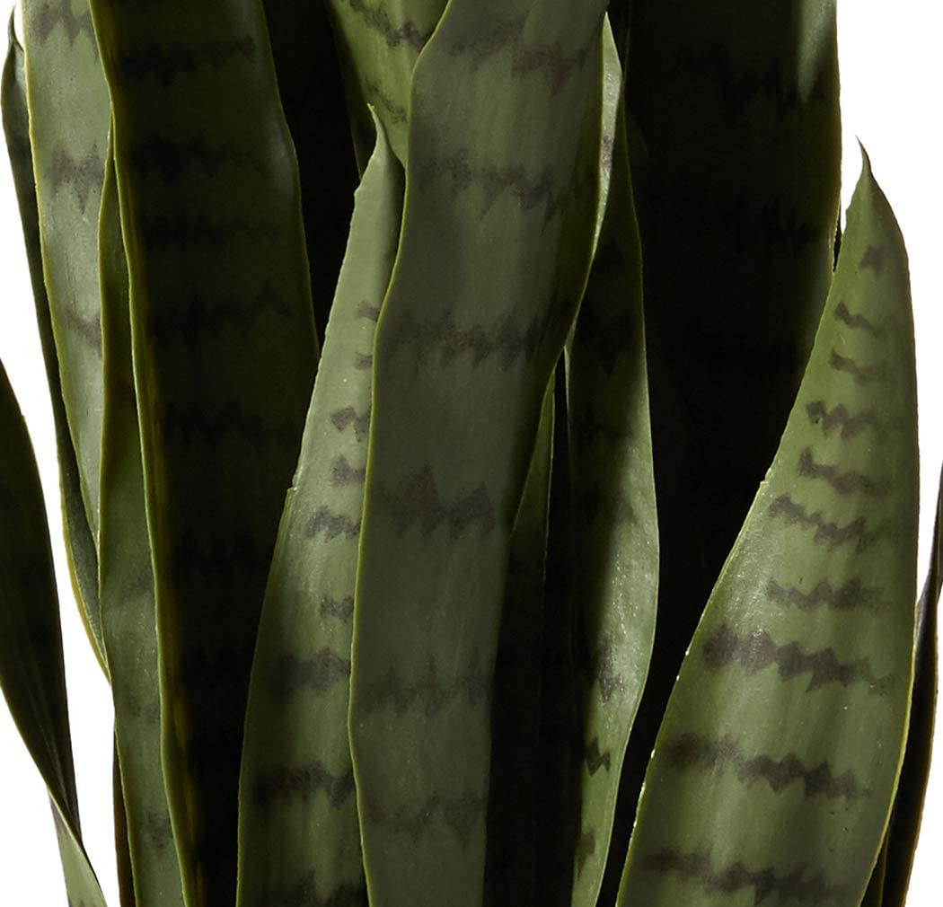 35In Artificial Snake Plant, Sansevieria Faux Greenery with Black Planter for In