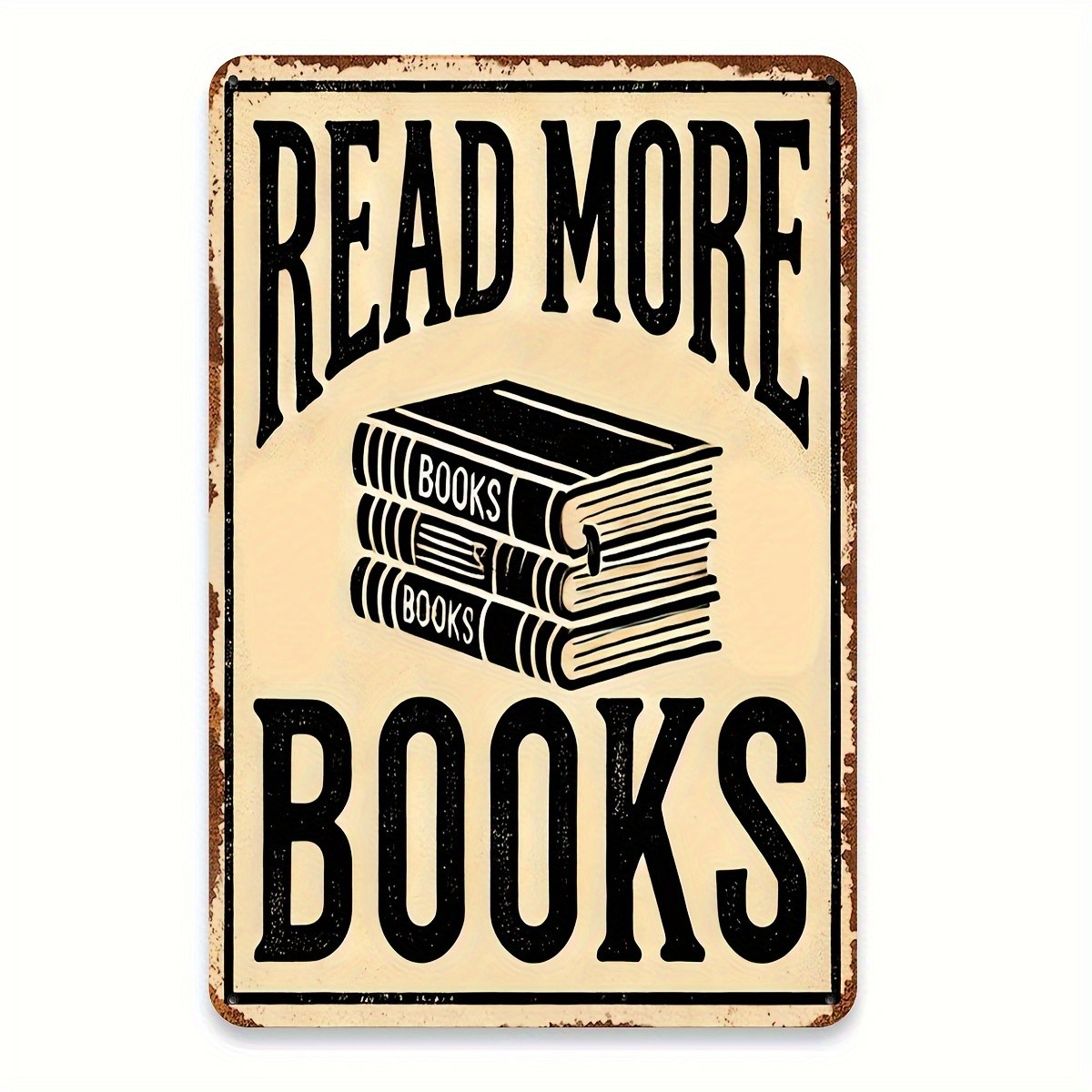 Retro &lsquo;Read More Books&rsquo; Metal Sign Book Lover Home Library Hanging Decoration