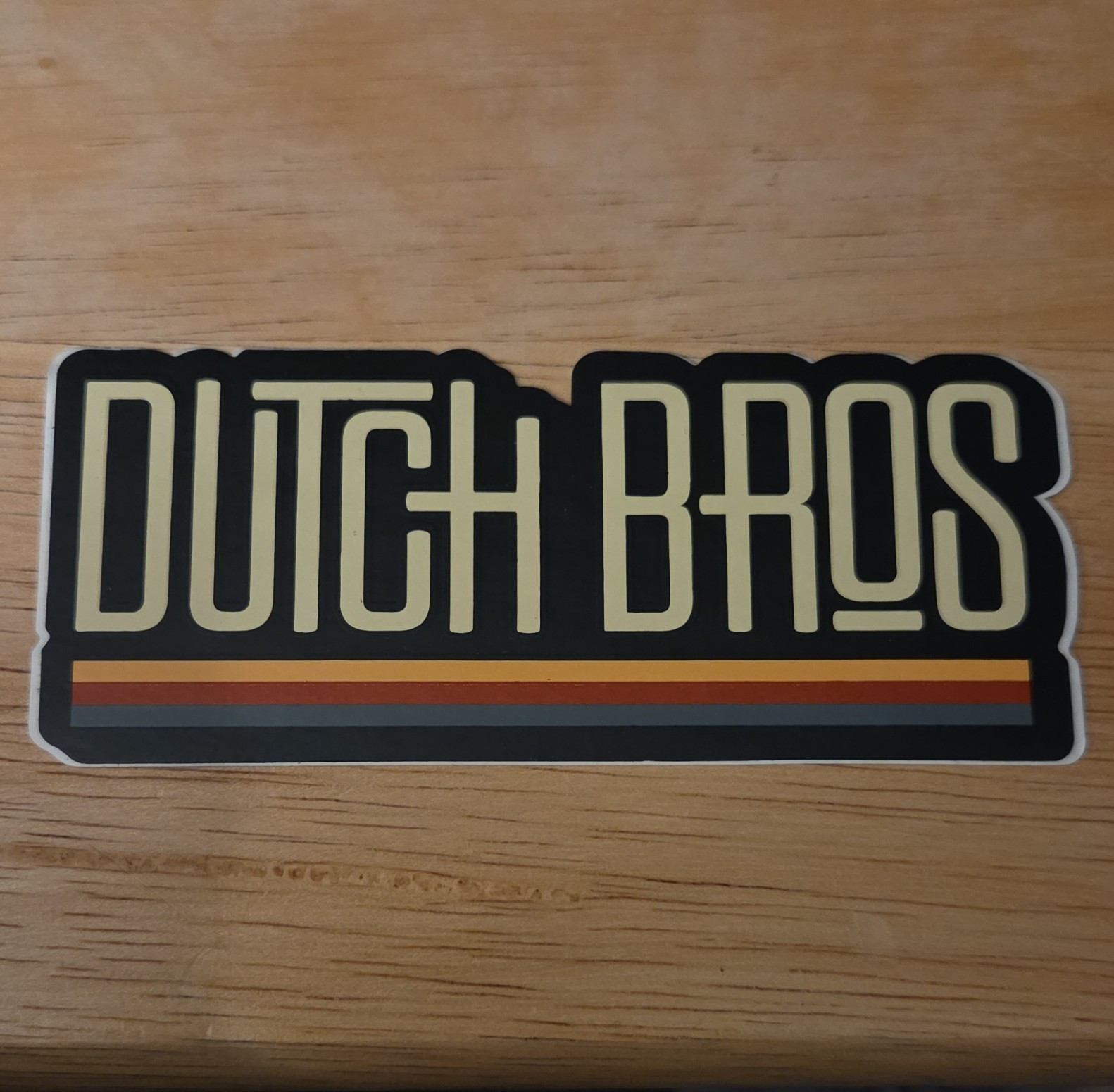 Dutch Bros Logo Sticker Decal, Black/Tan/Red Horizontal, Adults/Teens