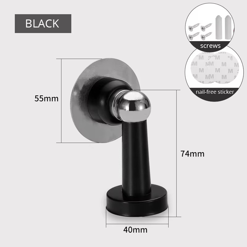 Stainless Steel Magnetic Doorstop Non-Punch Wind-Proof Door Stopper Wall Mounted