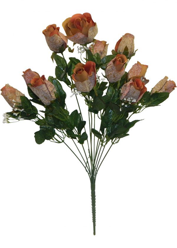 Printing Rose Bud Bush 12 Stems 25in Brown