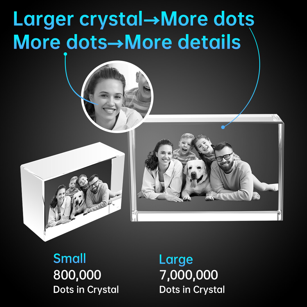 3D Rectangle Crystal Photo Frame Gift, Laser etching 3D Picture Crystal Gifts