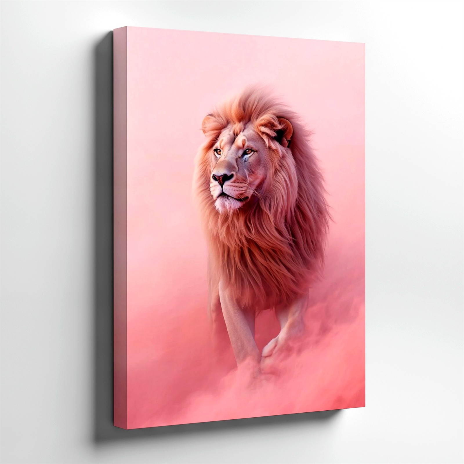 Wall Art White Lion Poster Surreal Fantasy Animal Print Misty Giant Home Decor