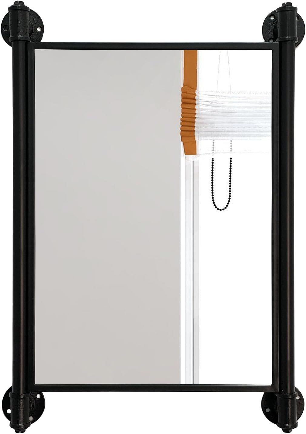 Industrial Pipe Mirror for Bathroom,Rectangle Iron Wall Mirrors for Living Room