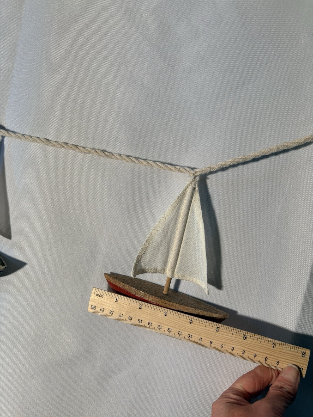 Wooden Sailboat Garland Nautical Red Blue White Coastal Beach- Threshold Retired