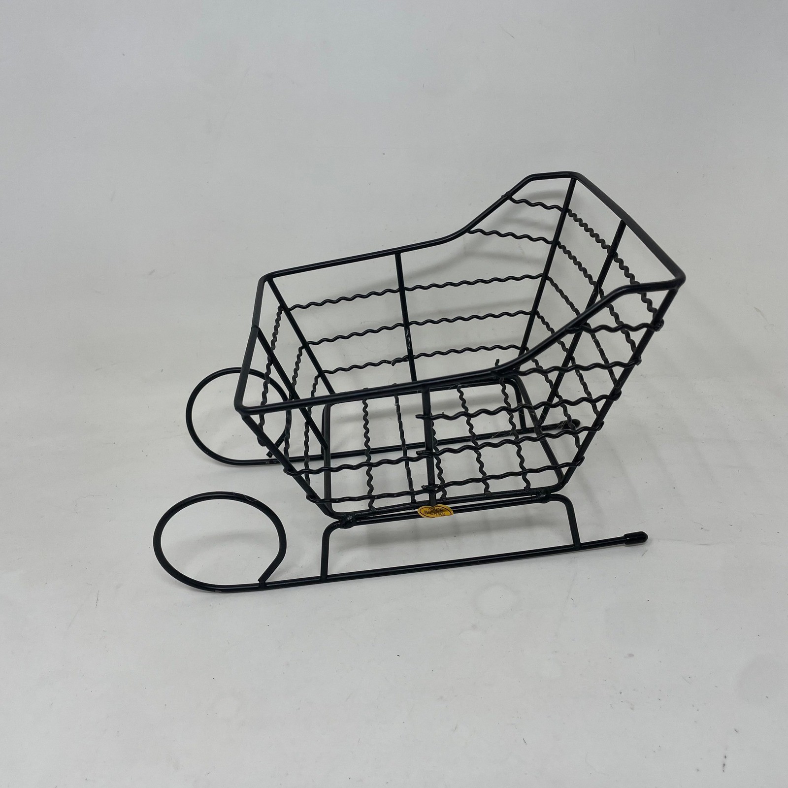 Black Metal Sleigh Basket Christmas Holiday Decor Tabletop Display Centerpiece