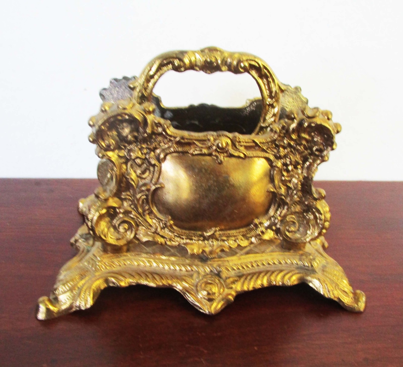 Vintage Gold Letter Holder Caddy Ornate Baroque Rococo Style 2 Slots Numbered