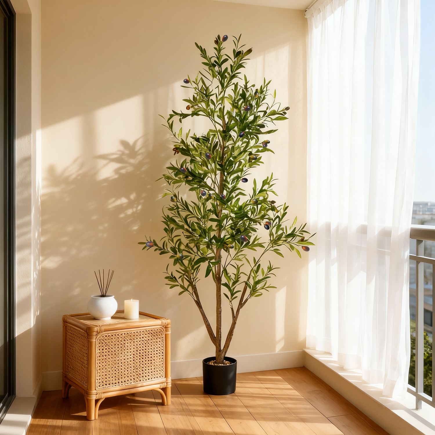 NOVAROOT 6FT Double Trunk Golden Cane Artificial Palm Tree Home Decor indoor