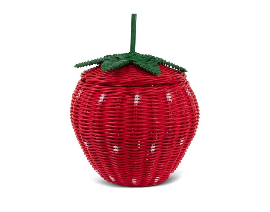 Hand Woven Strawberry Rattan Storage Basket Bin Decor Shelf Organizer Wicker