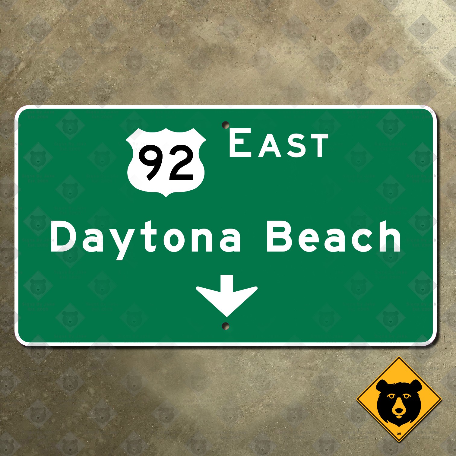 Florida US Route 92 east Daytona Beach highway freeway road sign 21×12