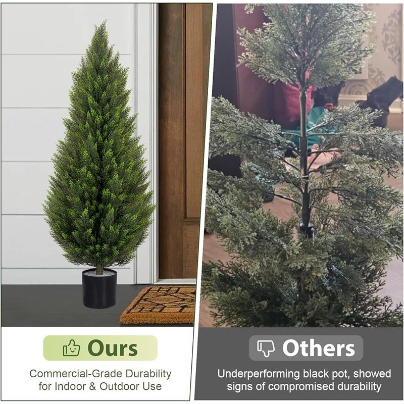 Artificial Cedar Topiary Tree UV Resistant Faux Plant Easy Care Indoor Outdoor