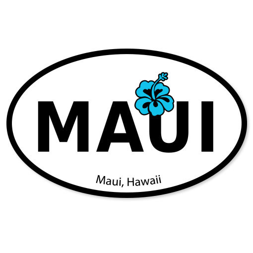 Maui Hawaii HI Travel Oval flag bumper sticker 5&Prime; x 3&Prime;