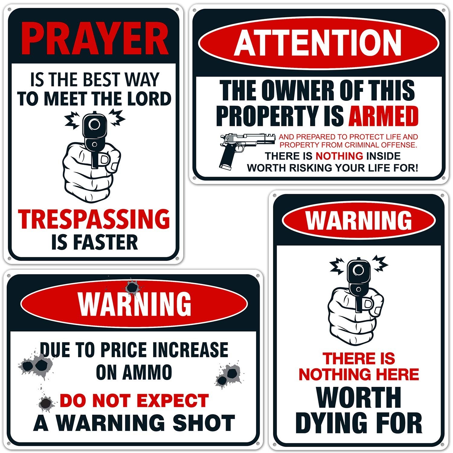 Sigo Signs Funny No Trespassing Warning Signs, (Pack Of 4) 10×7 Inches, Rust
