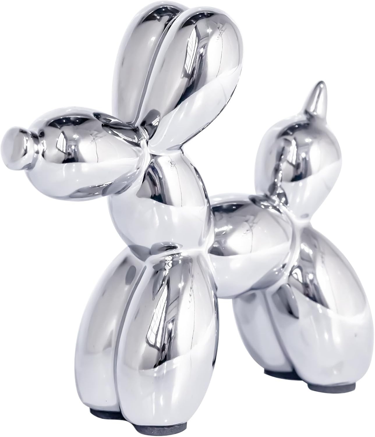 Silver Small Balloon Dog Statue – Modern Ceramic Animal Figurine Art Sculpture