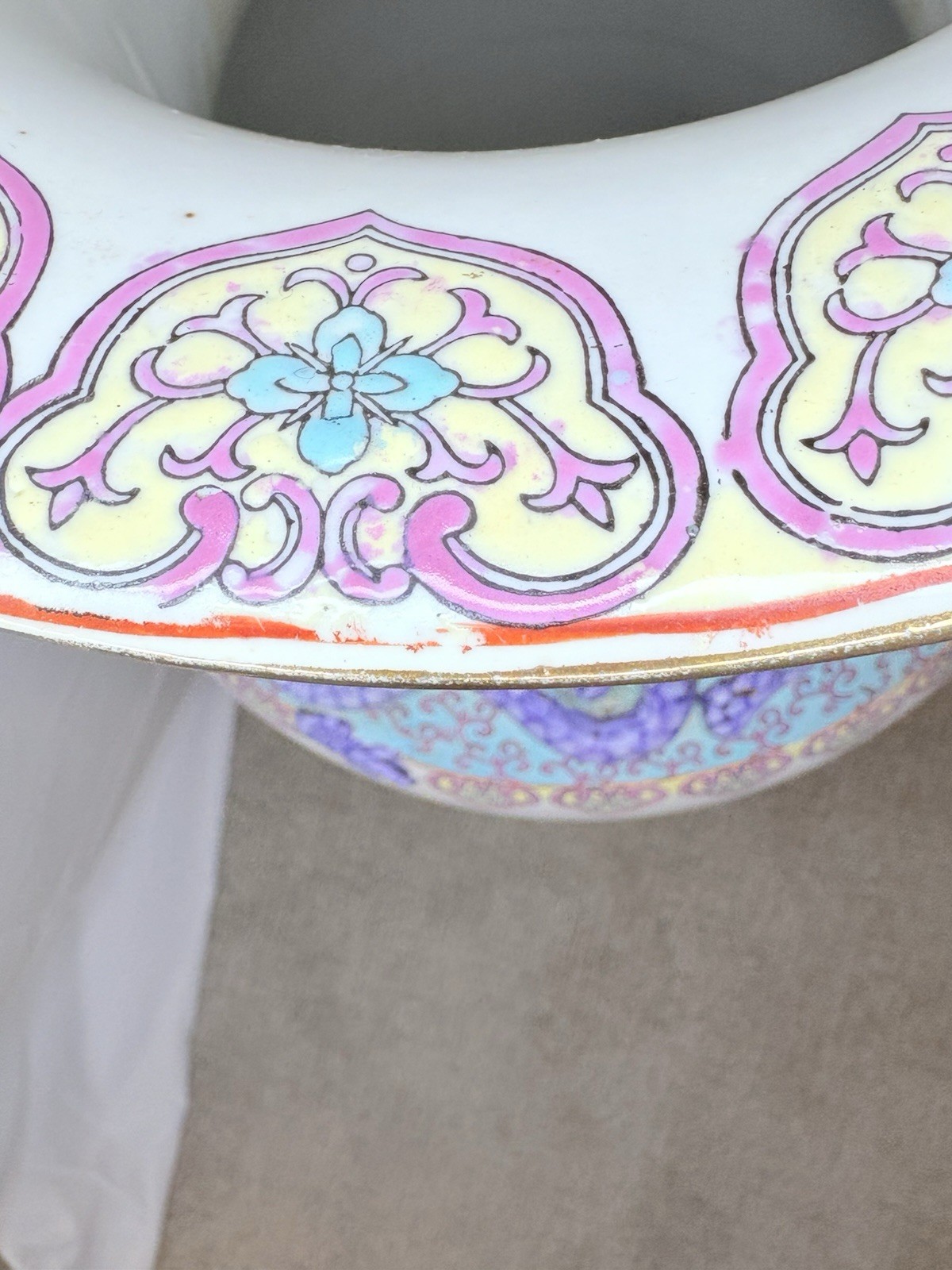 Large Vintage Hand Painted Oriental Floor Vase ~ Please Read Description