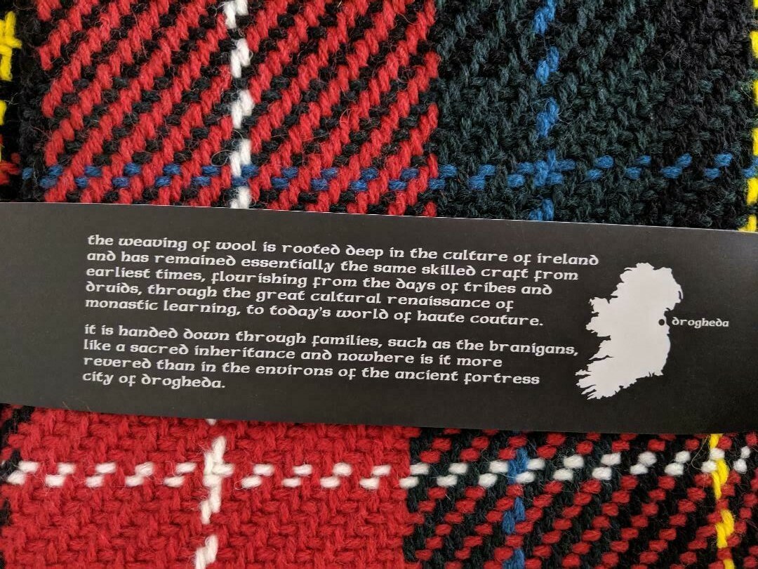 John Branigan Throw Wool & Alpaca Handmade Ireland 50 x 66 O&rsquo;Shea Tartan Red