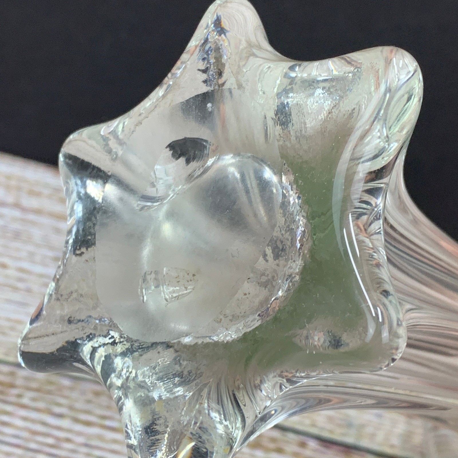 Clear Glass Fluted Trumpet Art Vase Ribbed Swirl Ruffled Rim Decor Vintage