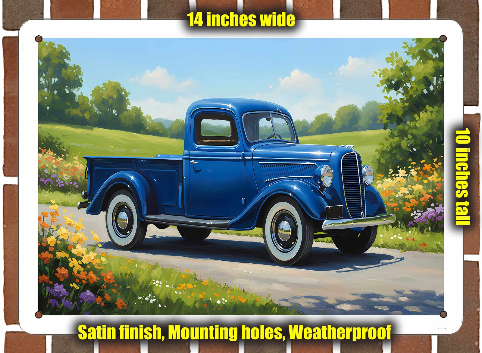 Metal Sign – 1937 Ford Pickup Truck Oil Painting – 14×10