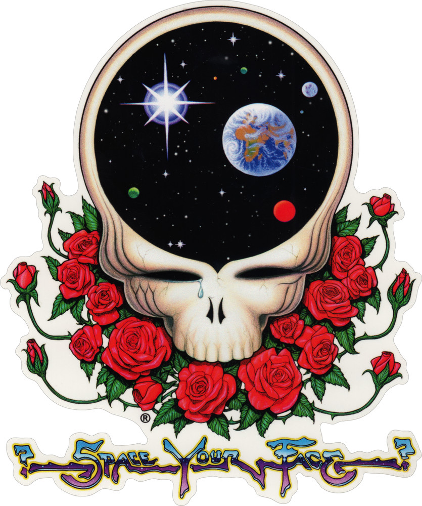 Sticker – Grateful Dead Space Your Face Roses 5.5&Prime; x 4.63&Prime; Transparent Die Cut