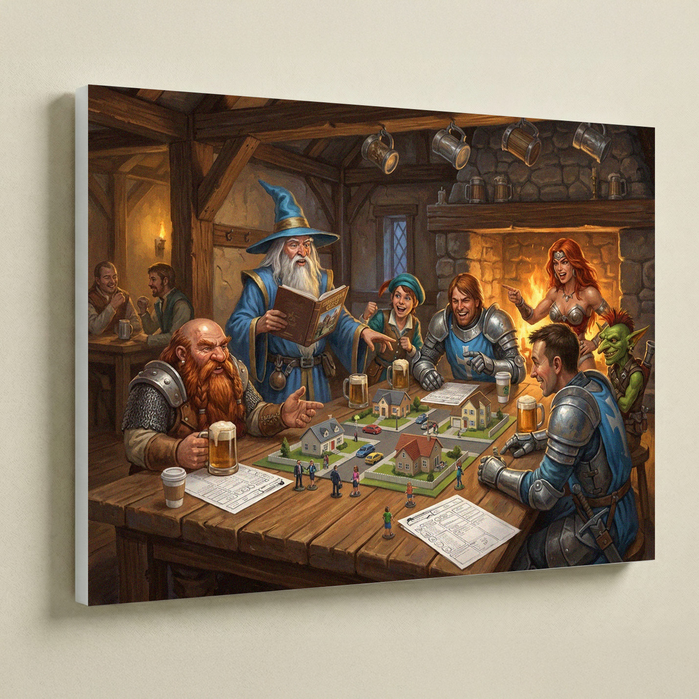 Funny Dungeons and Dragons Parody Wall Art 16×12 Canvas Gift for TTRPG Gamers