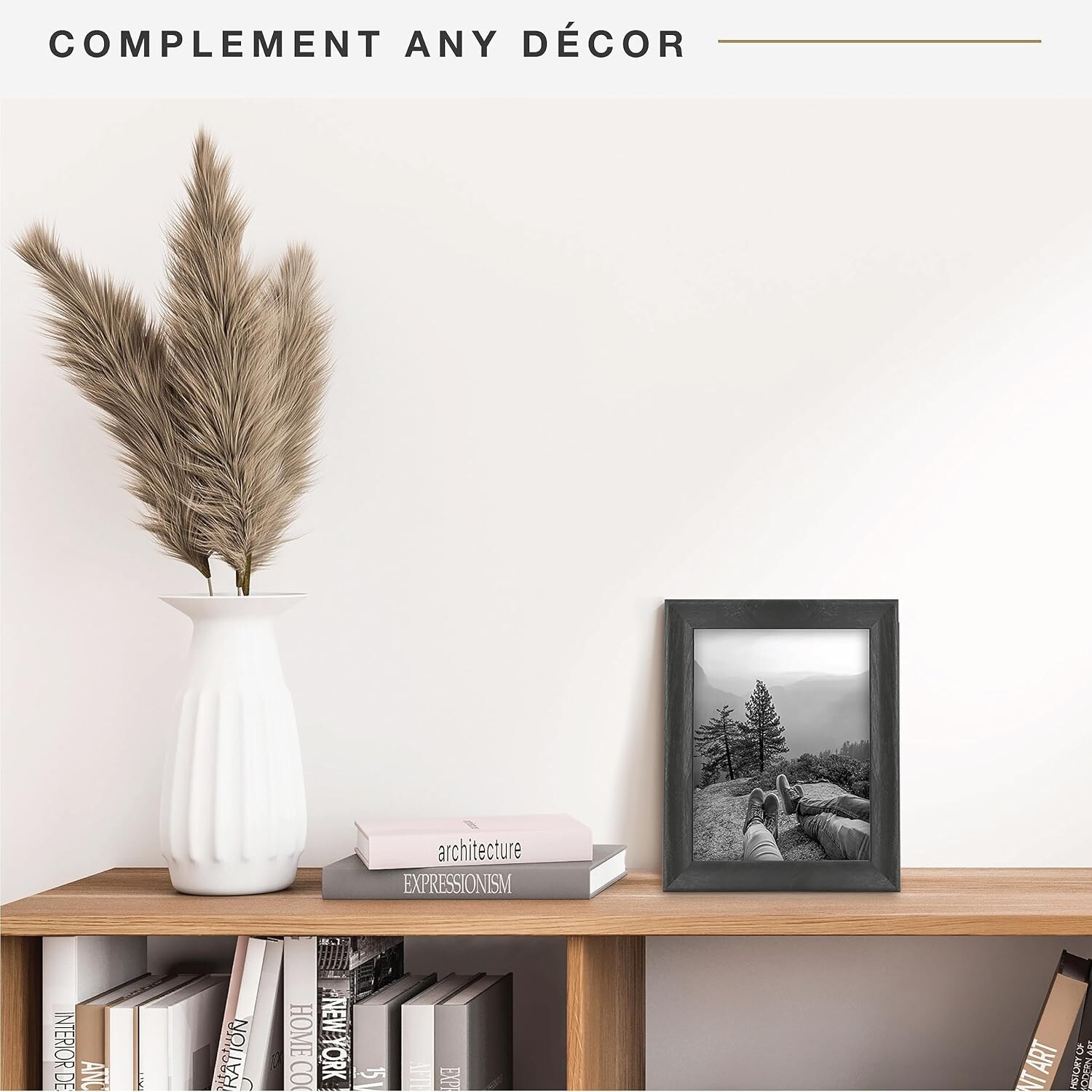 Elegant Black Woodgrain 8.5×11 Picture Frame for Vertical or Horizontal Display