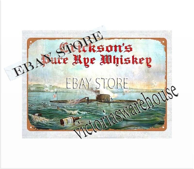 Erickson&rsquo;s Pure Rye Whiskey metal tin sign brewery pub cave bar plaques