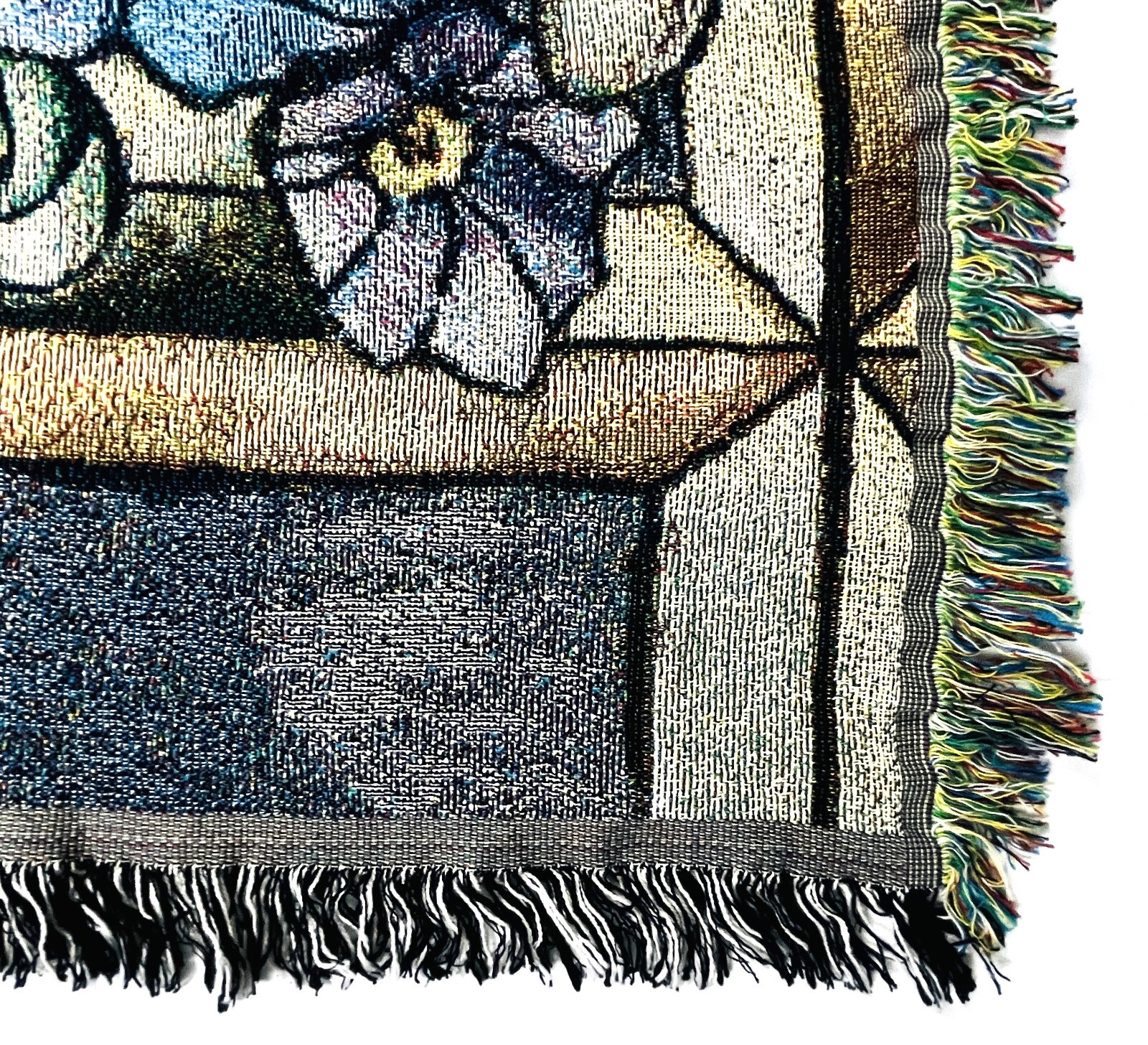 Tapestry Throw Blanket Blue Yellow Floral Inspiration Calla Lillies 62in x 52in
