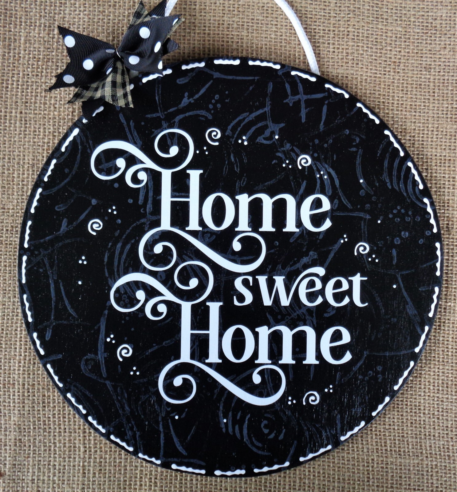 HOME SWEET HOME Circle SIGN Housewarming Wall Door Plaque OR Wreath Attachment