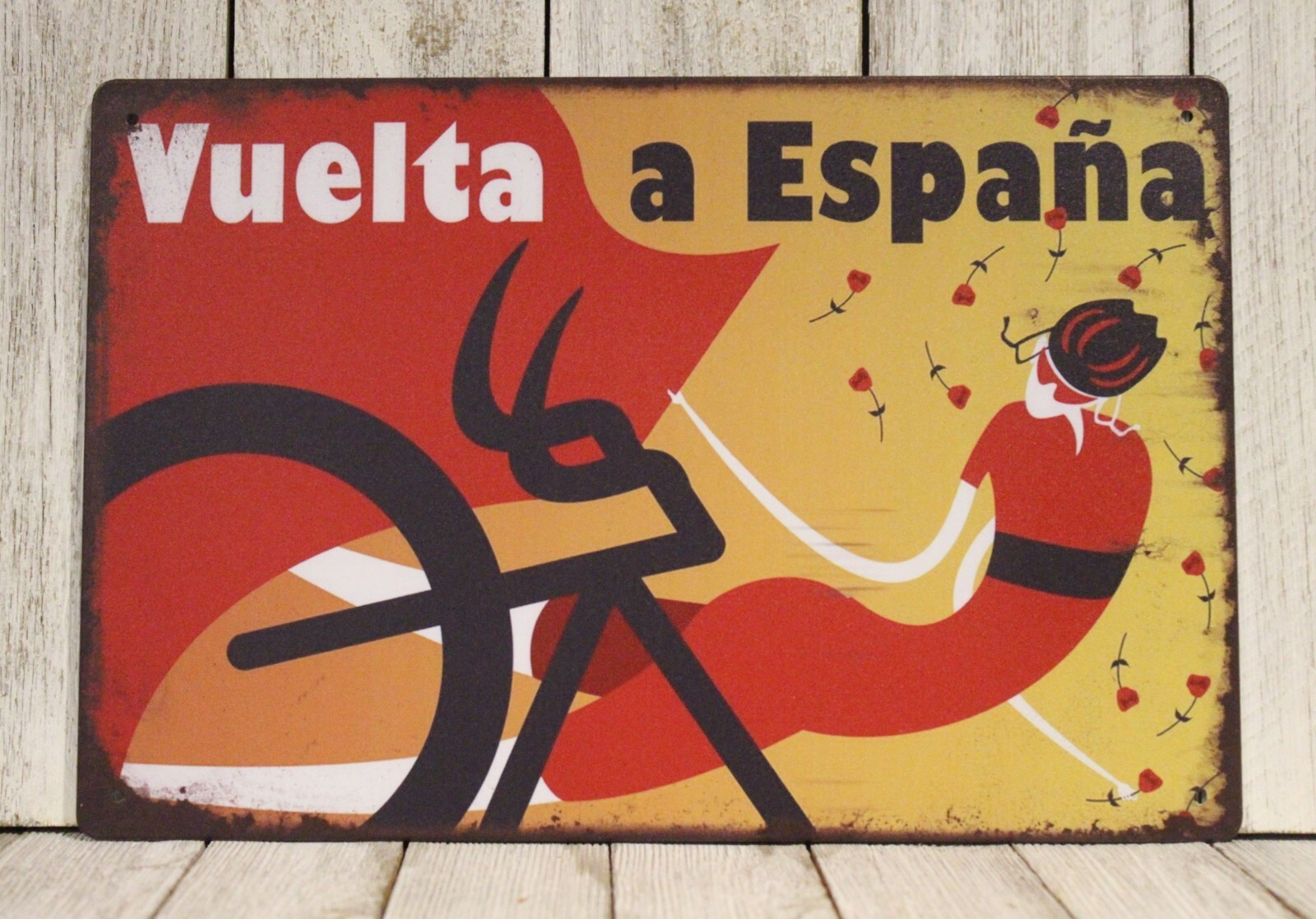 la Vuelta a Espana Tin Sign Vintage Look Spain Spanish Bike Race Racing Cycling