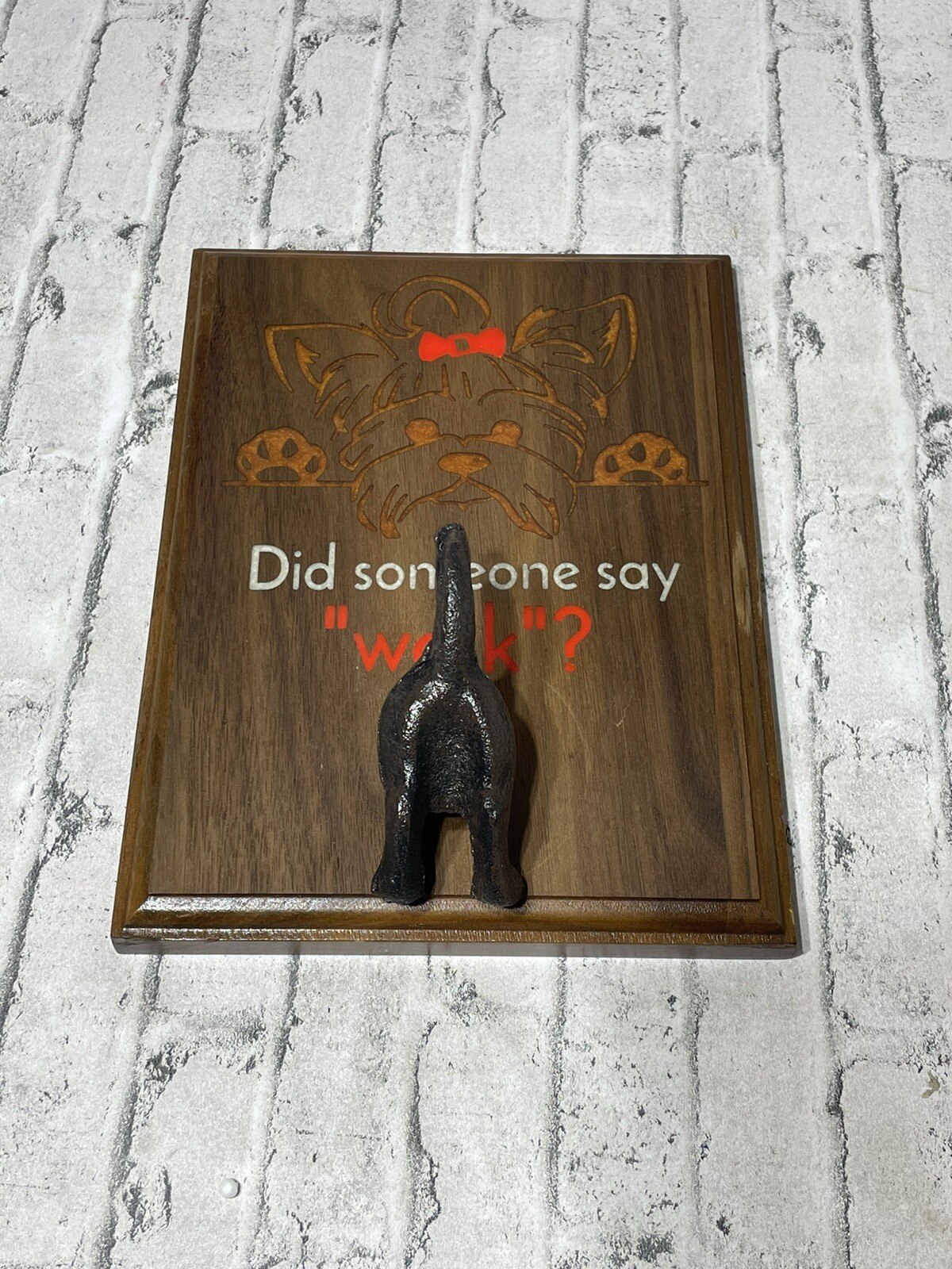Did Someone Say Walk Dog Wood Wall Plaque Sign with Hook Leash Collar Holder
