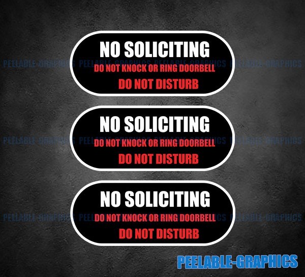 No Soliciting Sign Oval Don&rsquo;t Knock Ring Self Adhesive Decal Sticker (3 Pack) 5&Prime;