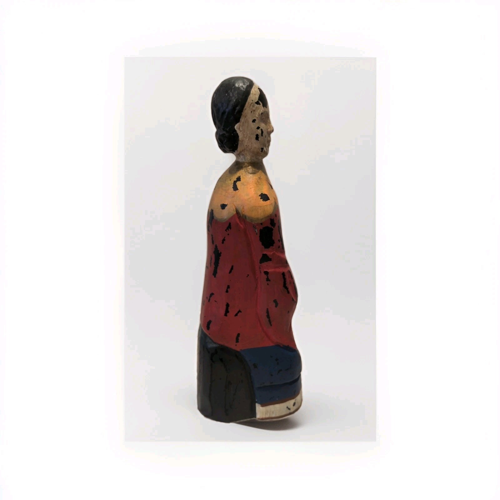 Vintage Scandinavian Folk Art Carved Wooden Woman Figure Primitive Peasant