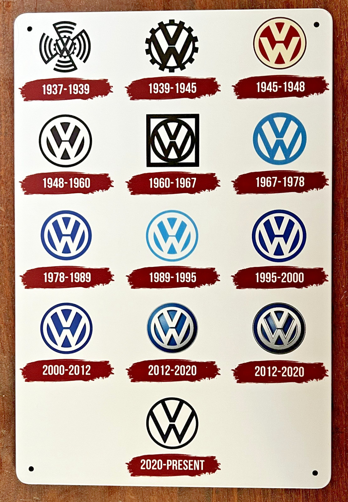 VW Volkswagen Logo Tin Sign (Type 1 & 2 Bug Beetle Split Oval Kombi Cab Bus) W22