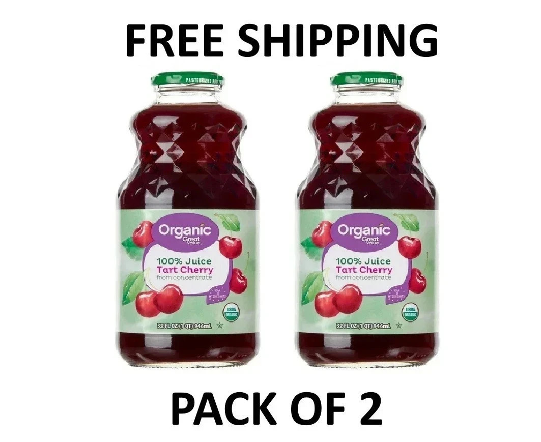 (Pack 2) Great Value Organic 100% Tart Cherry Juice, 32 fl oz.