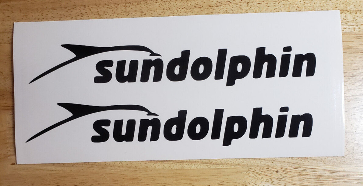 SUNDOLPHIN Decals Stickers Gloss black Kayak Canoe Boat jon pedal 10&Prime; (2) Fast