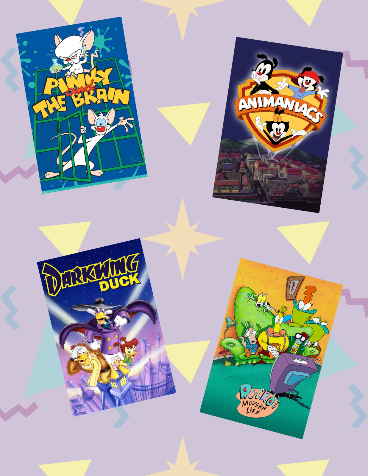90&rsquo;s Cartoons Shows Movie Poster Style 4pc Sticker Pack