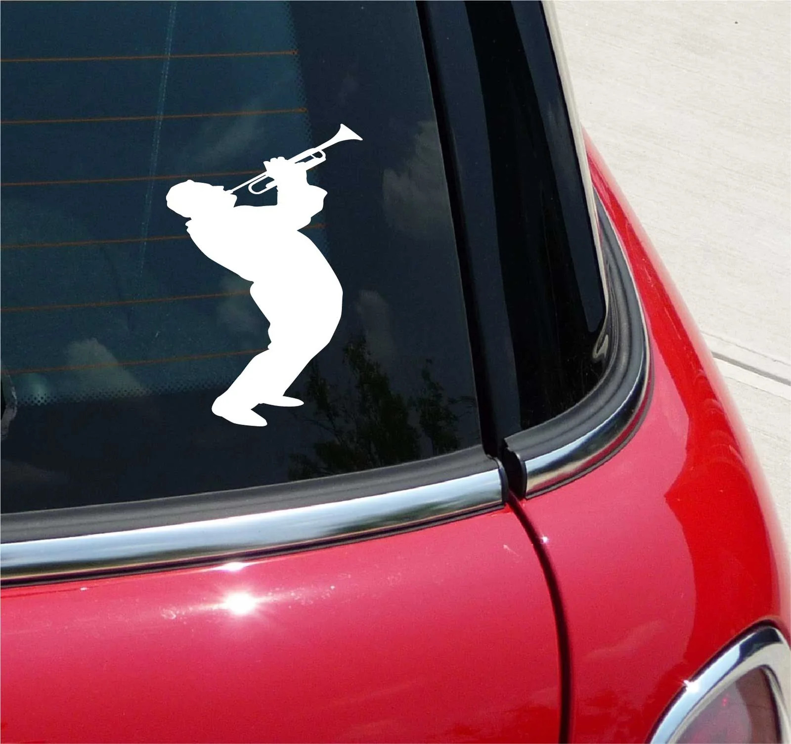 TRUMPET PLAYER TRUMPETS BRASS GRAPHIC DECAL STICKER ART CAR WALL DECOR