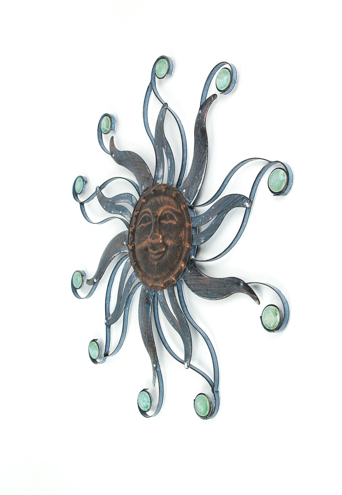 Scratch & Dent Antique Copper Finish Metal Sun Face Wall Hanging