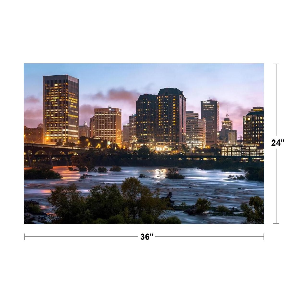 Richmond Virginia Skyline Along James River Photo Art Print Poster 24×36 inch