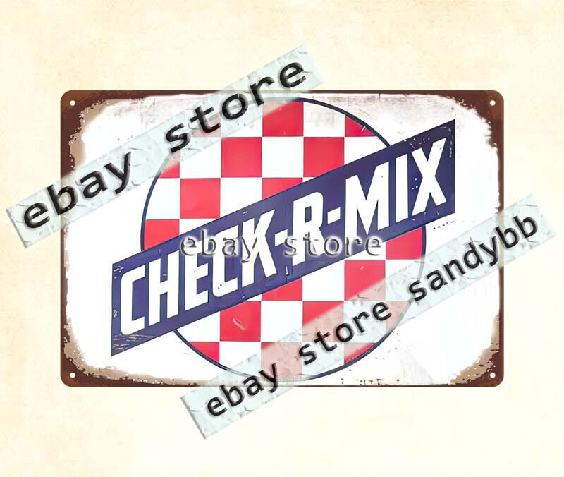 1965 checkerboard livestock feed CHECK-R-MIX farm life nostalgia tin sign