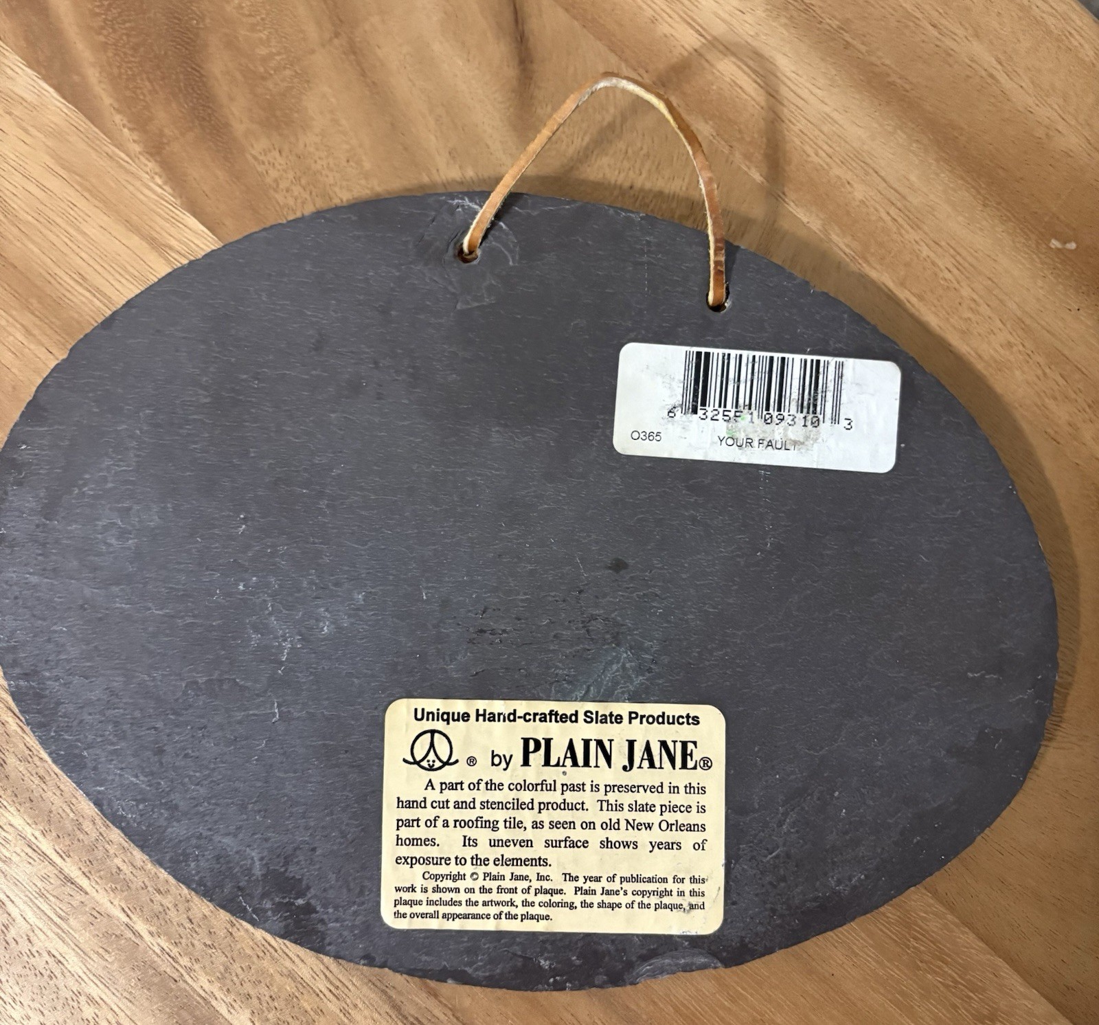 Vtg Plain Jane Handcrafted Slate Sign Plaque Cat & Bird Funny Quote 90s Folk Art