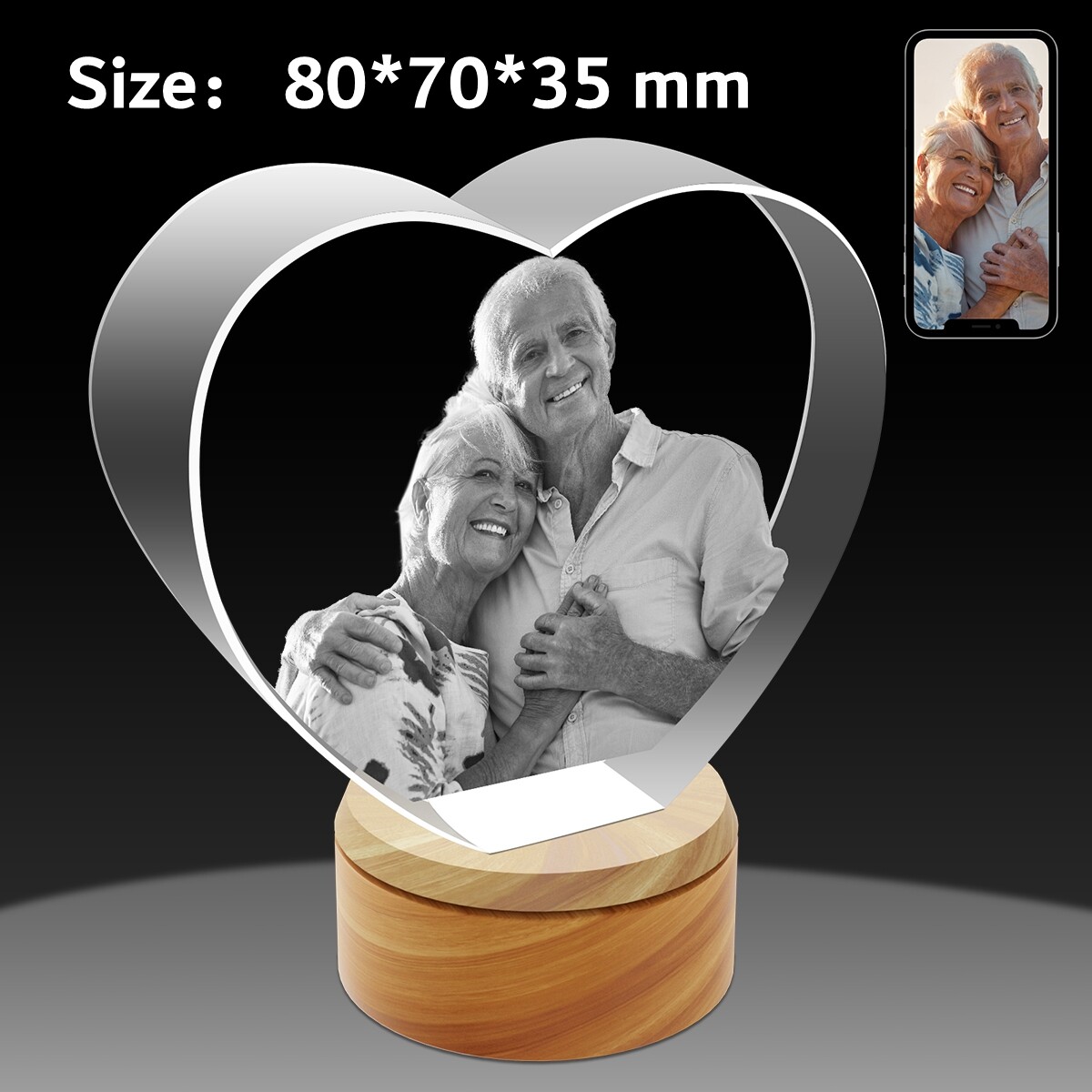 3D Crystal Heart Gifts, 3D Crystal Photo Birthday Anniversary Wedding Presents