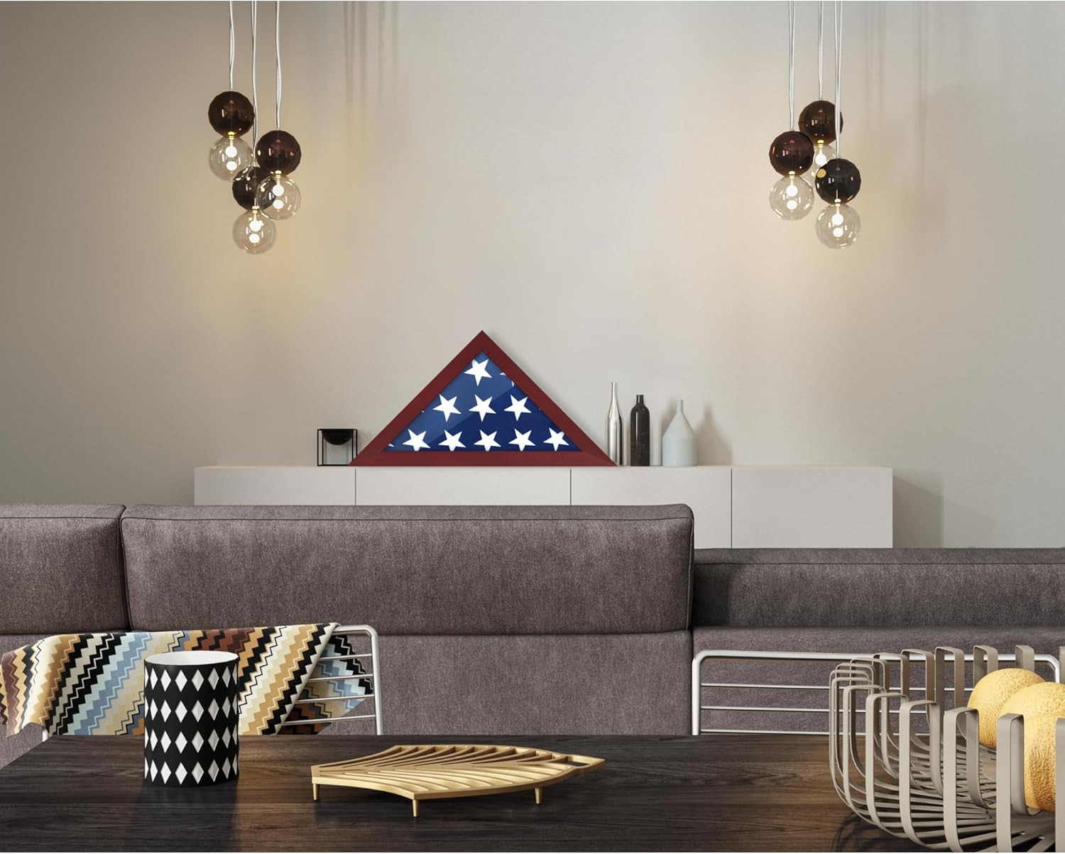 Flag Case – Small Solid Wood Military Flag Display Case for 3&rsquo;X5&prime; American