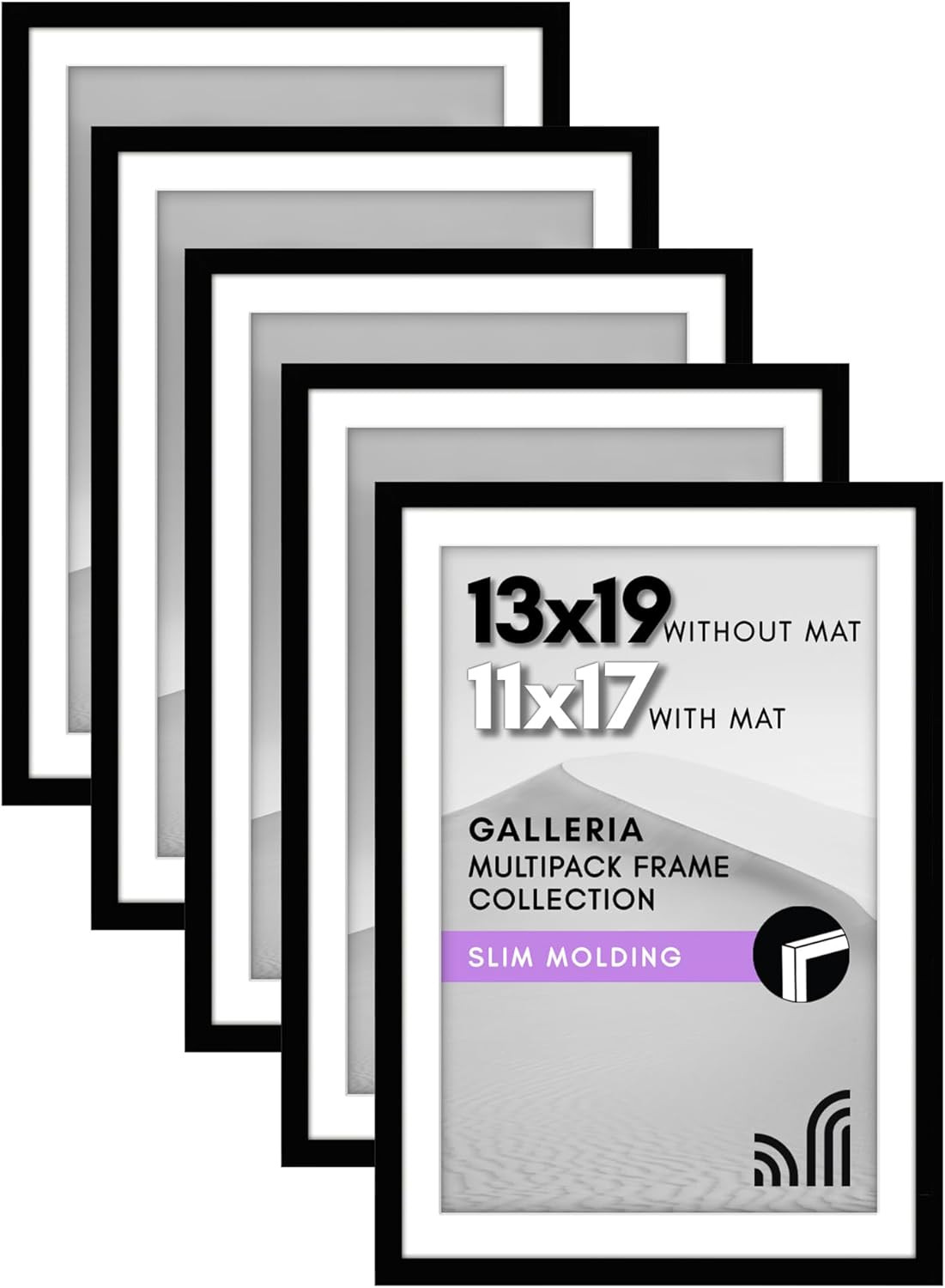 13X19 Picture Frame with Polished Plexiglass – Set of 5 – Use as 11X17 Frame wit