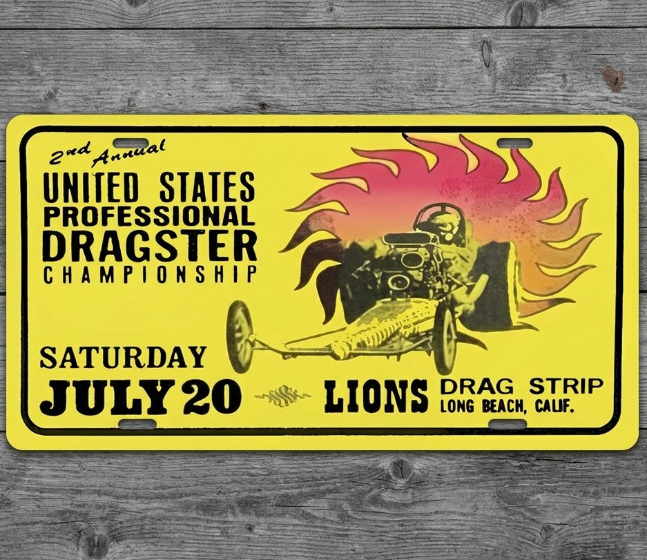Lions Drag Strip Dragster Championship 6 x 12 Novelty Aluminum License Plate USA